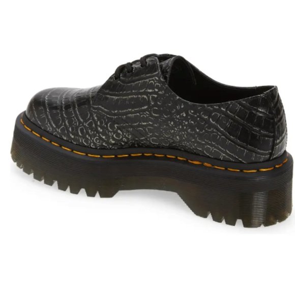 Dr. Martens Black Embossed Platform Shoes - Picture 5 of 8